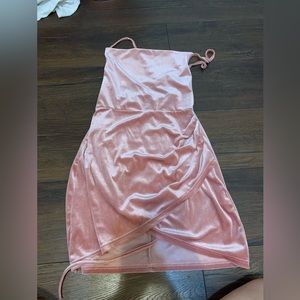 Pink Velvet Strappy Mini-Dress